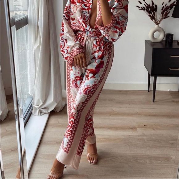 NWT RARE Zara Flowy Patchwork Pants XXL - Picture 3 of 6